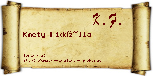 Kmety Fidélia névjegykártya